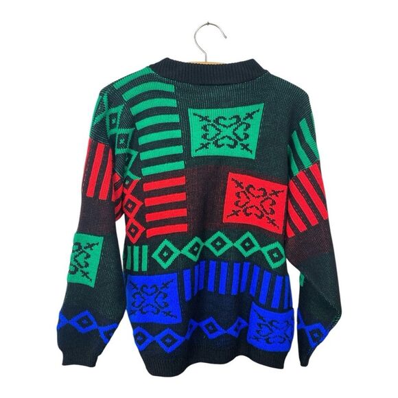Distinctive Sportswear Colorful Geometric Pattern Grandpa Sweater RN63824 - Picture 2 of 6